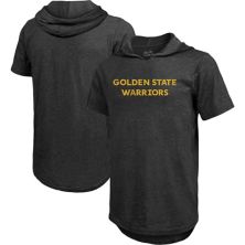 Мужская футболка с капюшоном Majestic Threads Heathered Black Golden State Warriors Wordmark Tri-Blend Majestic