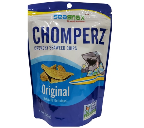 Натуральные хрустящие чипсы Chomperz из морских водорослей, 28 г, всего 40 калорий на порцию, без ГМО и глютена SeaSnax