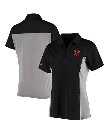 Женская черная рубашка поло San Francisco Giants Venture с v-образным вырезом Antigua