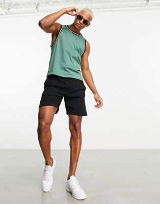 ASOS DESIGN relaxed baseball tank top in green with contrast taping ASOS DESIGN