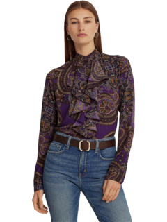 Рубашка из жоржетта с оборками и узором пейсли LAUREN Ralph Lauren