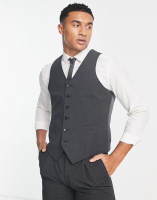 Узкий костюмный жилет из ткани премиум-класса Noak 'Camden' темно-серого цвета с эластичной тканью Noak