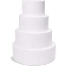 Круглые манекены для торта из пенопласта, 4 шт., для детей 16&#34; Высокий искусственный свадебный торт в 4 размерах (6, 8, 10 и 12 дюймов) Juvale