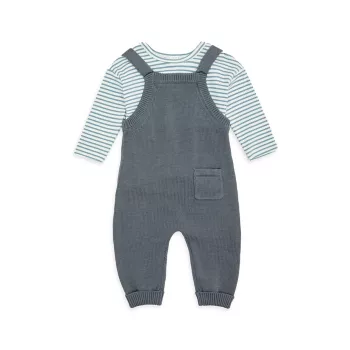 Детский комплект одежды Firsts by Petit Lem Baby Boy's 2-Piece Long-Sleeve Striped Top & Sweater Knit Overalls Set Firsts by Petit Lem