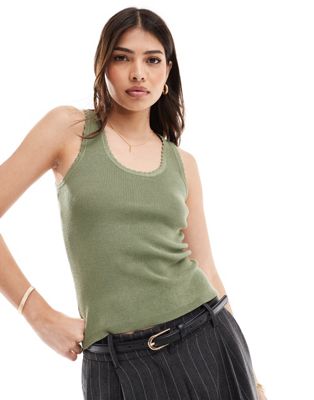 Y.A.S scalloped edge tank top in green  Y.A.S