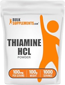 BulkSupplements.com Thiamine HCl Powder (Порошок) - Thiamine Hydrochloride, B1 Vitamins, Thiamine B1 Supplement, Thiamine 100mg - Gluten Free, 100mg per Serving (Порция), 100g (3.5 oz (Унции)) (Pack of 1) BulkSupplements