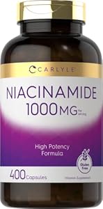 Carlyle Niacinamide 1000 mg | 400 Capsules | High Potency Formula | Non-GMO, Gluten Free Supplement Carlyle