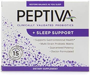 Peptiva 26 Billion CFU Probiotic and Sleep Support - Clinically Validated Multi-Strain Probiotic - Lactobacillus and Bifidobacterium, Melatonin - 15 Count Peptiva