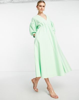 Яблочно-зеленое платье миди с пышной юбкой и бантом на спине ASOS EDITION ASOS EDITION