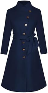 Женское Пальто GRACE KARIN GRACE KARIN 2024 Fall Casual Notch Lapel Single Breasted Belted Midi Peacoat with Pockets GRACE KARIN