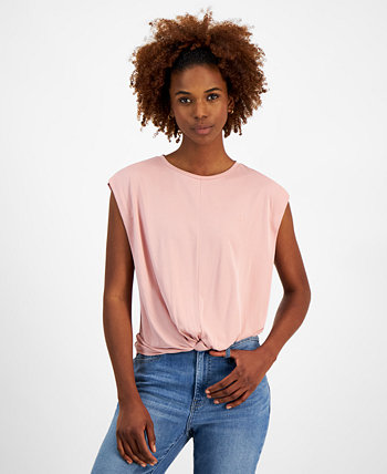 Women's Solid Knot-Front Short-Sleeve Tee Nautica Jeans