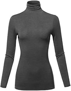 SSOULM Women's Slim Lightweight Long Sleeve Pullover Turtleneck Shirt Top with Plus Size Ssoulm