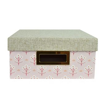 Celebrate Together Small Pink Block Print Hinged Paper Storage Box Celebrate Together