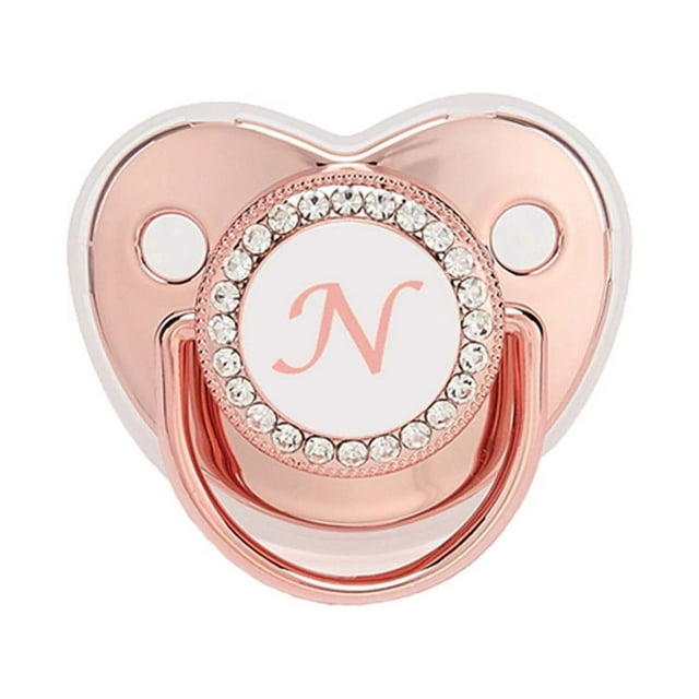 Herrnalise Baby Pacifier 26 Letter Name Initials Clip Silicone Baby Pacifier Pink Shiny Newborn Pacifier Discount ! Herrnalise