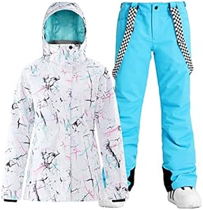 GSOU SNOW Women's Ski Jackets and Pants Set Snowboarding Snowsuit Snow Coat Hooded Waterproof Windproof GSOU SNOW