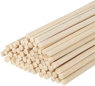 MECCANIXITY Wooden Dowel Rods,30cm/12 Round Dowel Rod Wood Sticks,5mm/0.2" Bamboo Stick for Arts Crafts, Photo Booth Props, DIY Building Model,100 Pack Meccanixity