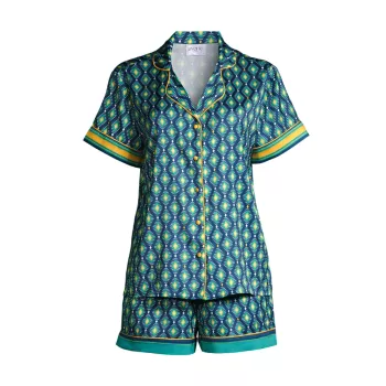 Пижамный комплект с шортами и шортами с принтом Sunset Ocean Dip Averie Sleep