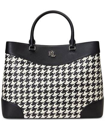 Большая плетеная сумка Marcy с узором «гусиные лапки» LAUREN Ralph Lauren