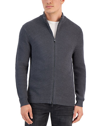 Мужская куртка-свитер с толстой ребристой молнией спереди, созданная для Macy's Alfani
