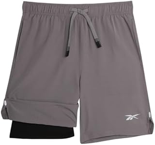 Reebok Boys' Active Shorts - 2 in 1 Running Shorts, Compression Lining, 5" Inseam - Performance Woven Running Shorts (8-16) Reebok