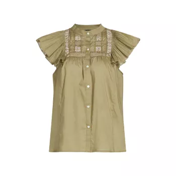Хлопковая рубашка с оборками Louella на пуговицах спереди Rails