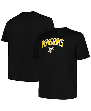 Мужская черная футболка с логотипом Pittsburgh Penguins Big and Tall Arch Over Logo Profile