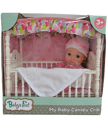 Детская кроватка с балдахином и игрушечной куклой Baby's First by Nemcor