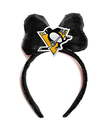 Женская черная повязка на голову с логотипом Pittsburgh Penguins Cuce