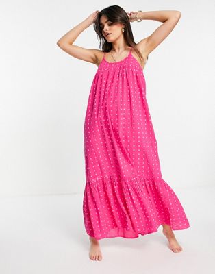 Розовое пляжное платье макси с высоким вырезом Accessorize Accessorize