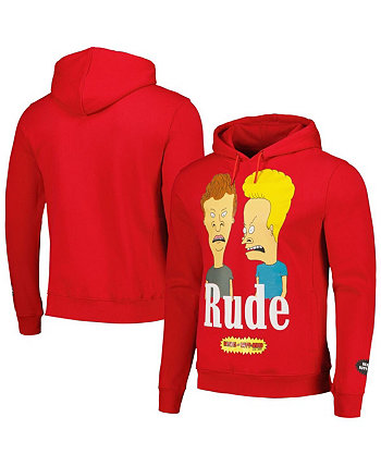 Men's and Women's Red Beavis and Butt-Head Rude Pullover Hoodie Freeze Max