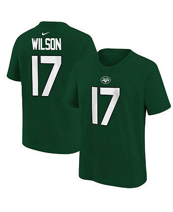 Зеленая футболка Big Boys Garrett Wilson New York Jets с именем и номером игрока Nike