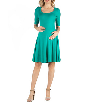 Платье для беременных с трапециевидным вырезом и длинными рукавами до колен 24seven Comfort Apparel
