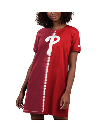 Женское красно-бордовое платье-кроссовки Philadelphia Phillies Ace Tie-Dye Starter