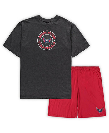 Мужская красная, темно-серая футболка Washington Capitals Big and Tall и шорты для сна Concepts Sport