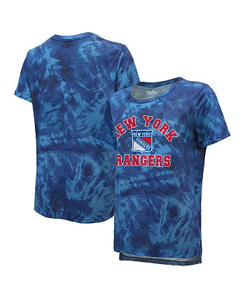 Женская футболка Threads Blue New York Rangers Boyfriend Tie-Dye Tri-Blend Majestic