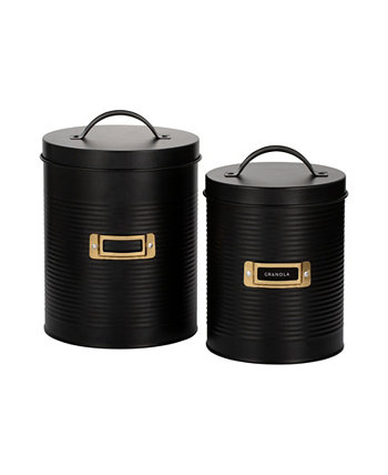 Tyhpoon Set of 2 Black Storage Canisters Typhoon