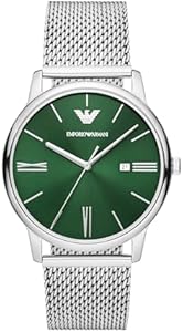 Emporio Armani Men's Three-Hand Date Silver Tone Stainless Steel Mesh Band Watch (Model: AR11578) Emporio Armani