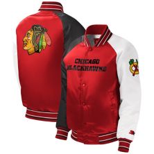 Молодежная красная университетская куртка Chicago Blackhawks Raglan Full-Snap с застежкой для начинающих Starter