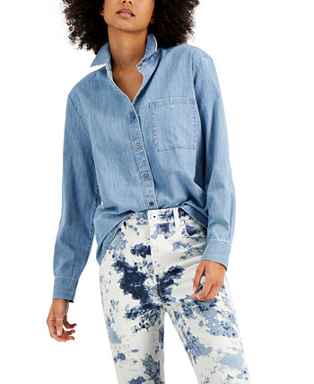 Рубашка бойфренда из хлопка из шамбре, созданная для Macy's Style & Co