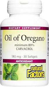 Natural Factors, Oil of Oregano 180 mg, Helps Maintain Good Health with Extra Virgin Olive Oil, 30 softgels (30 servings) Natural Factors