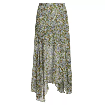 Асимметричная юбка макси с цветочным принтом Shilpa VERONICA BEARD