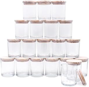 Thick Candle Jars for Making Candles 20 Pcs, 7 OZ Empty Jars with Wood Lids for Candle Making, Sample Container, Frosted White SHOWIN