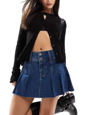 Brave Soul denim mini skirt with pleat detail Brave Soul