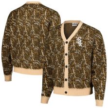 Men's Brown Chicago White Sox Cheetah Cardigan Button-Up Sweater Unbranded