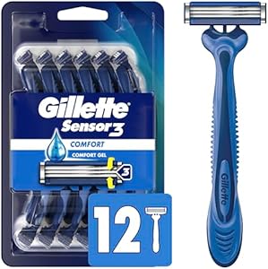 Gillette Sensor3 Comfort Disposable Razors for Men, 8 Count, Lubrastrip Glides Easily Over Your Skin (Pack of 2) Gillette