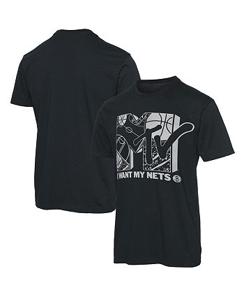 Мужская черная футболка Brooklyn Nets NBA x MTV I Want My Junk Food