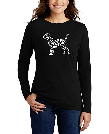 Женская футболка с длинным рукавом с принтом собачьей лапы Word Art LA Pop Art