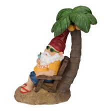 12.25&#34; Tropical Gnome with Palm Tree Outdoor Garden Statue Christmas Central