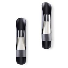 Wall Mount Hugging Metal Candle Sconces With Glass Inserts - (set Of 2) - Black Danya B