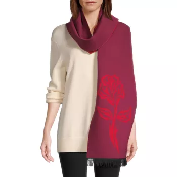 Rose Jacquard Wool-Silk Scarf Burberry